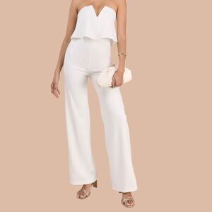 Lulus Power of Love White Strapless Jumpsuit summer romantic event women's small